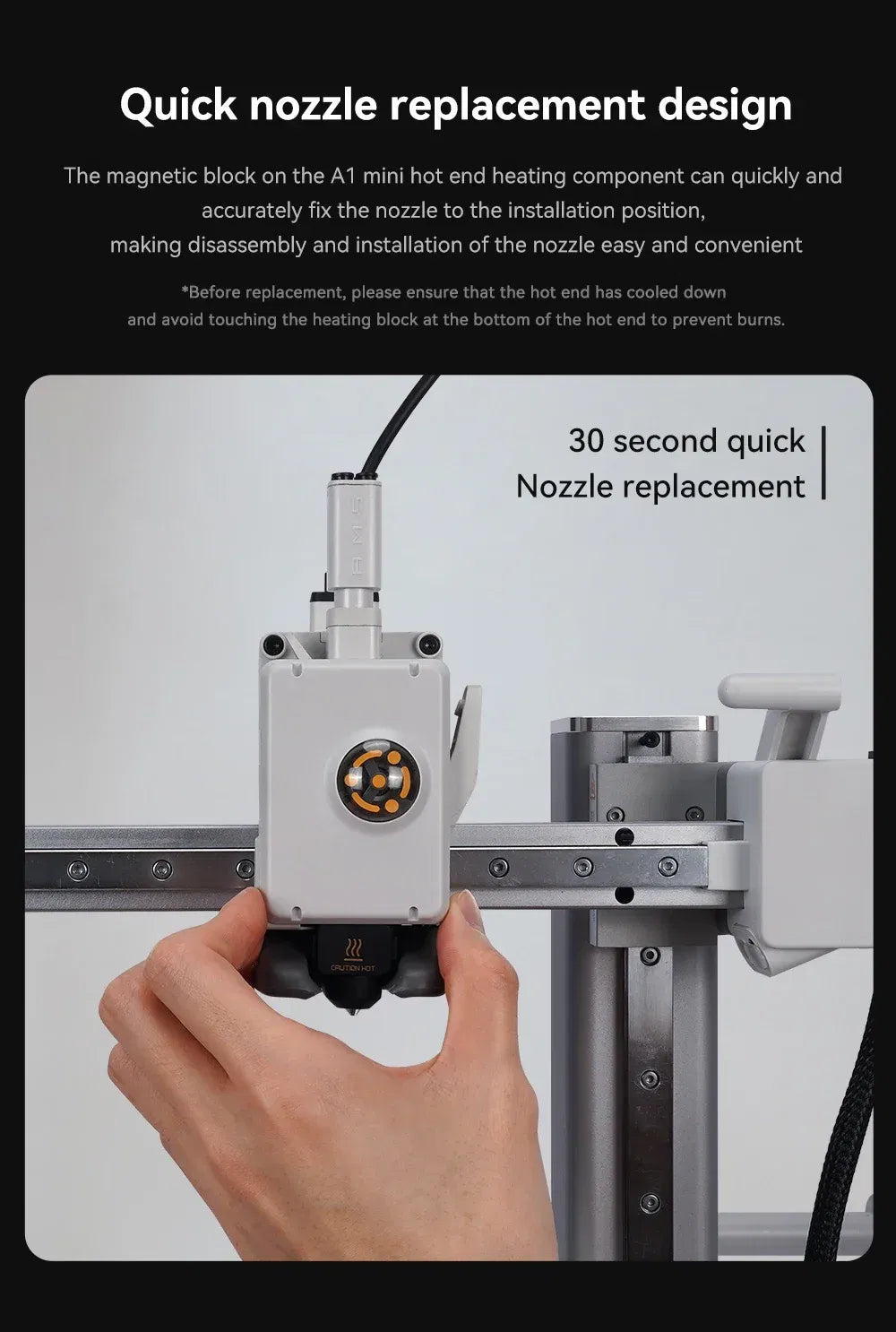 Color: Cyan - Hardened Steel Nozzle For Bambu Lab A1 mini Hotend Kit 0.4/0.6/0.8mm Fast Speed Bambulab A1 Hot End Assembly 3D printer part