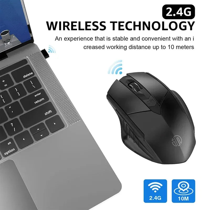 Color: Gold - Inphic Rechargeable Wireless Mouse Ergonomic Bluetooth 5.0 2.4G Mice Office Mute Mouse For MacBook Tablet Laptops Computer PC