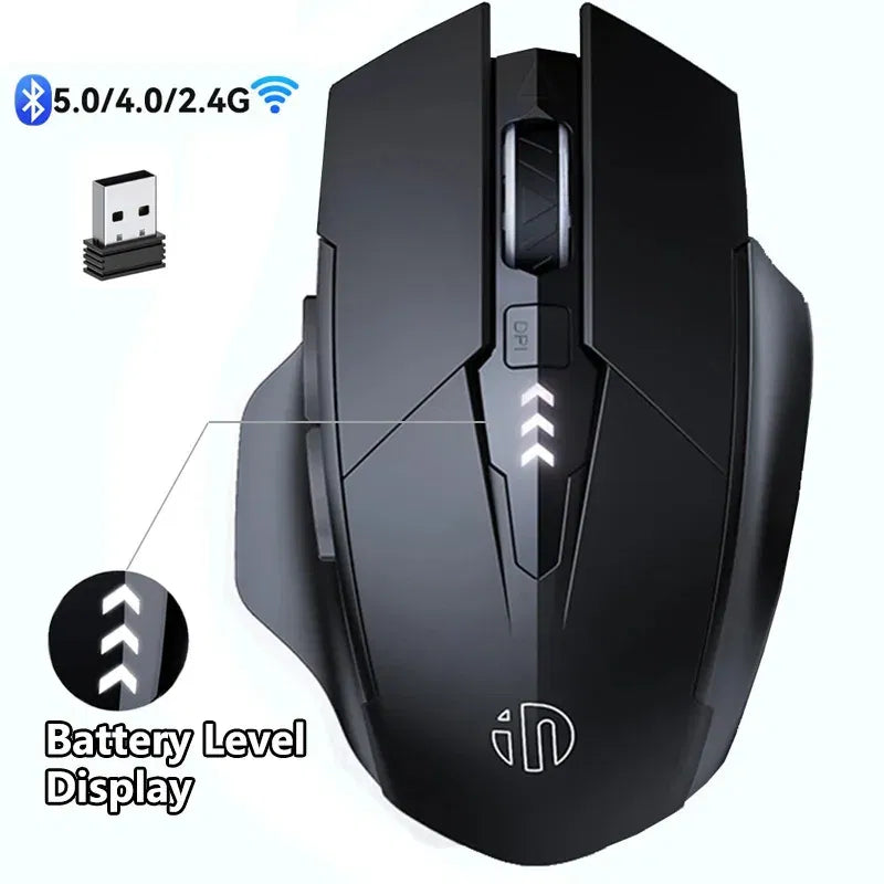 Color: WHITE - Inphic Rechargeable Wireless Mouse Ergonomic Bluetooth 5.0 2.4G Mice Office Mute Mouse For MacBook Tablet Laptops Computer PC