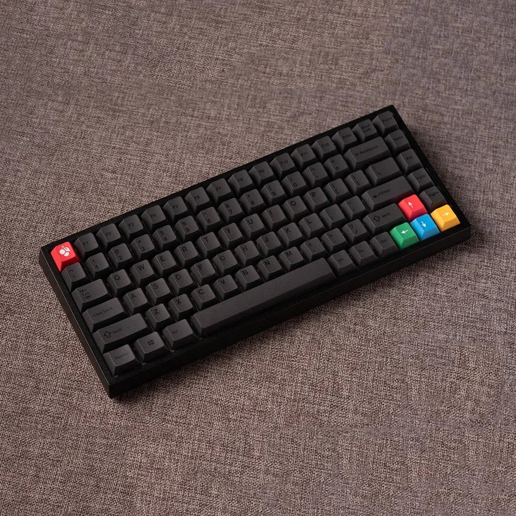 Color: Khaki - Minimalist Black keycaps PBT cherry profile  61/71/64/68/84/96/980/87/104 keycap set
