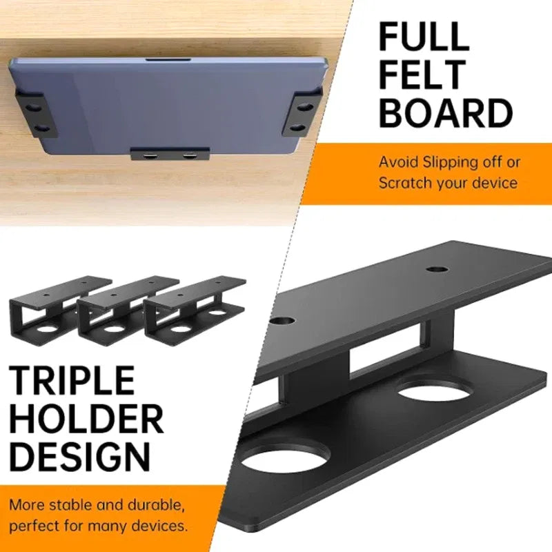 Under Desk Laptop Mount Sturdy Durable with Screw Metal for Laptop Notebook Space Saving Under Table Notebook Organizer Support