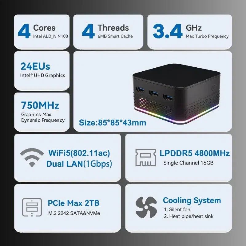 Color: Pink, Ships From: CHINA - Top T9 Plus Quad Core Windows 11 Small Mini PC, Intel Alder Lake N100,16GB LPDDR5 ,256/512GB/1TB SSD, Dual 1000M LAN ,Three HD