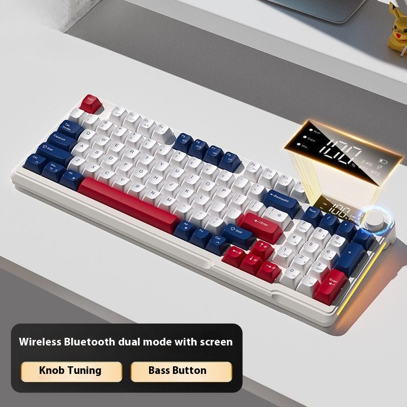 Color: Blue White - Wireless Bluetooth Keyboard Mouse Suit Mechanical Feeling