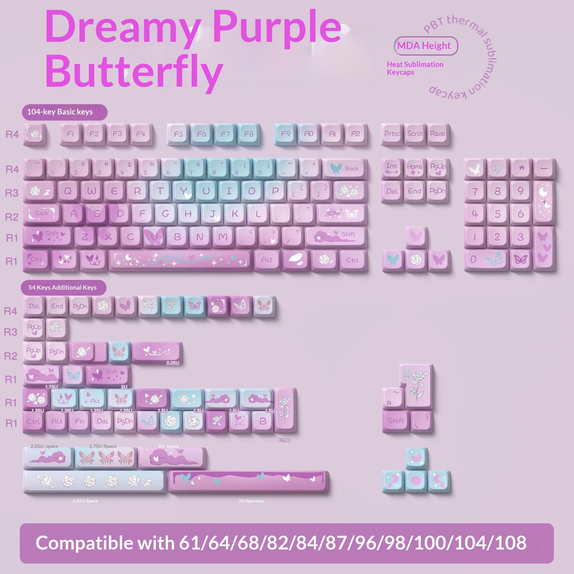 Color: 158 Key - Highly Personalized Customized Pbt Sublimation Mechanical Keyboard Cap