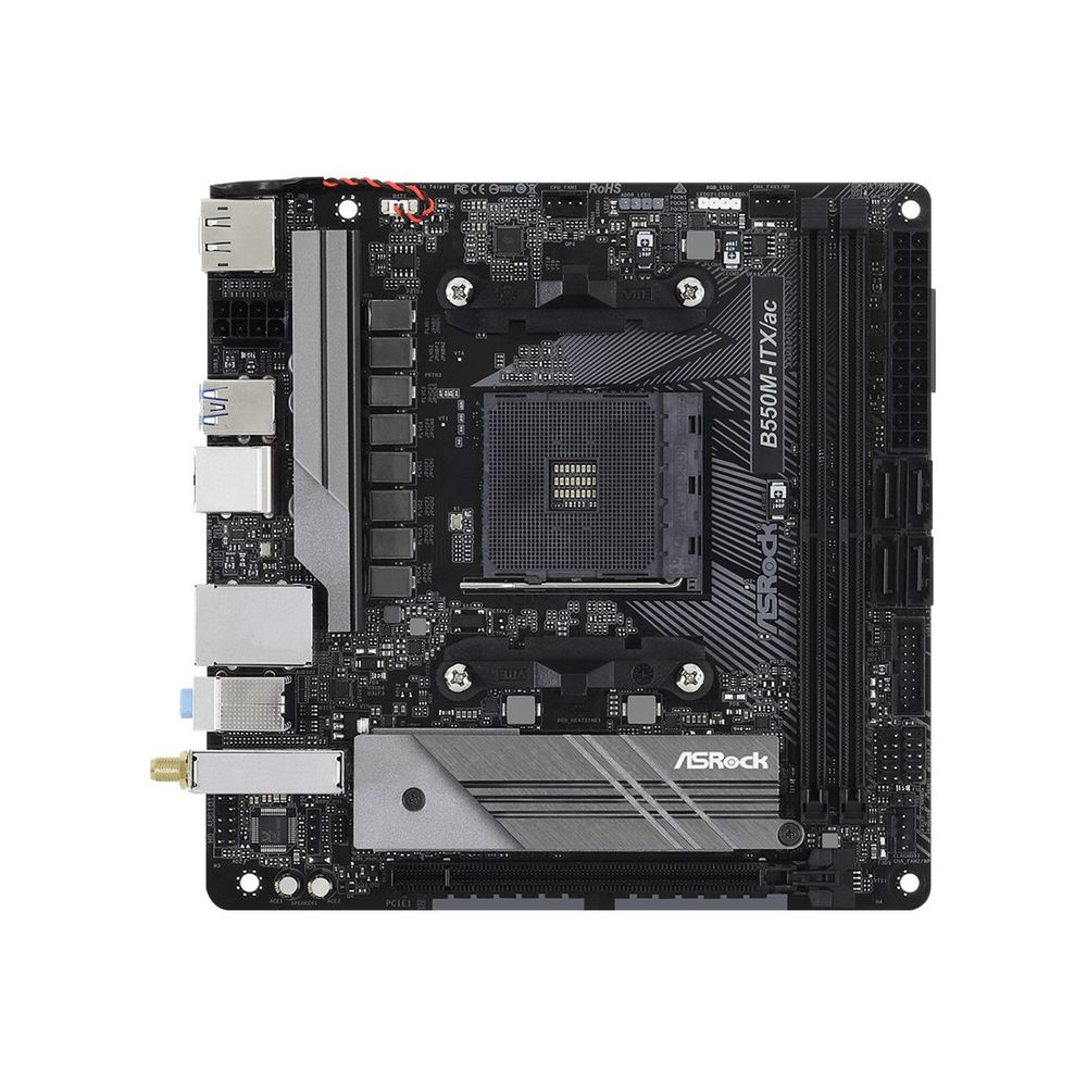 Дънна платка ASRock B550M-ITX/ac - Motherboard - mini ITX - Socket AM4 - AMD B550 Chipset - USB-C Gen1, USB 3.2 Gen 1 - Bluetooth, Gigabit LAN, Wi-Fi - onboard graphics (CPU required) - HD Audio (8-channel) B550M-ITX/AC EoL (90-MXBDH0-A0UAYZ)-0