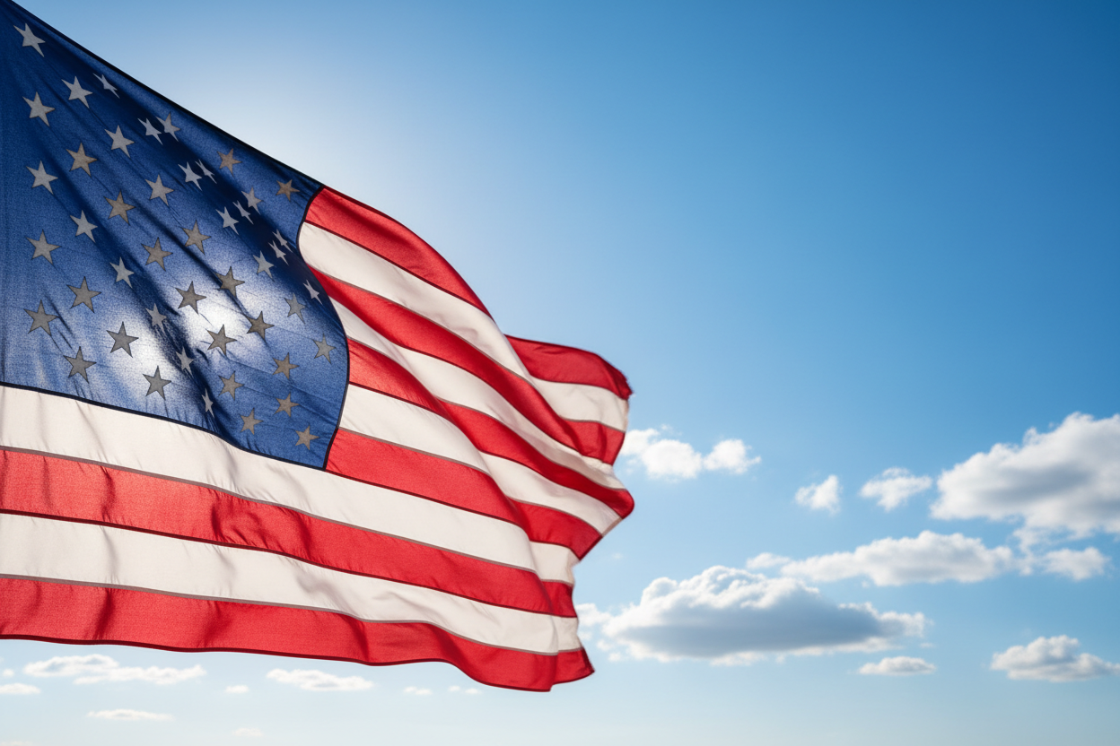 Flying US Flag Banner
